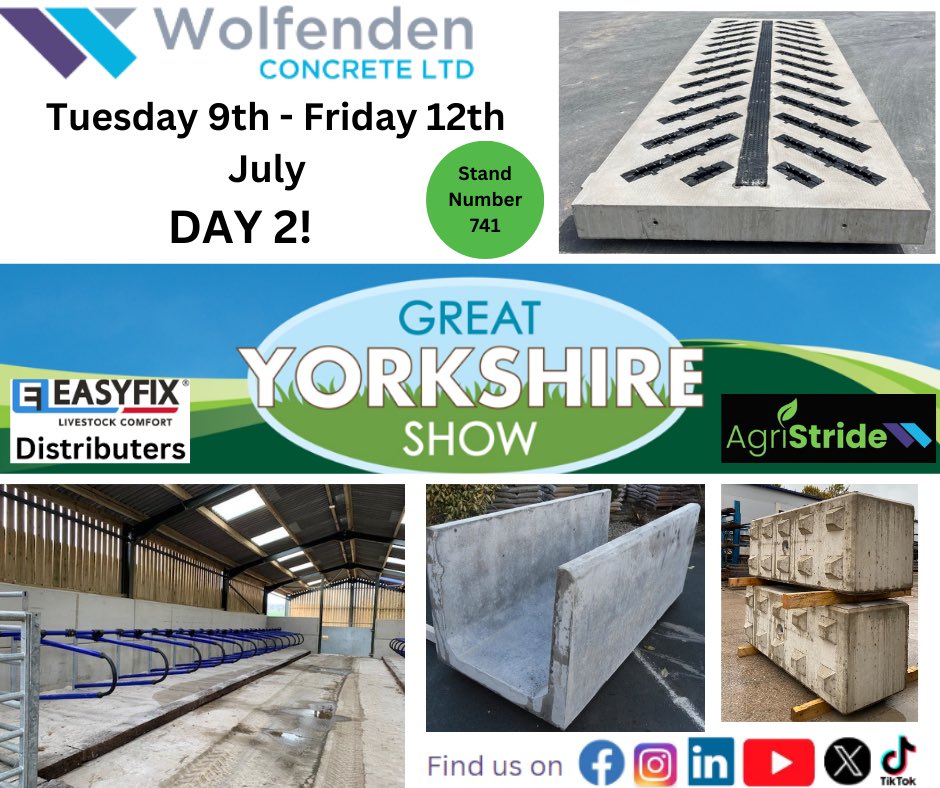 DAY 2 at Great Yorkshire Show
Let’s hope the weathers on our side today 🤞🏽 

#happycow #FarmingLife #farming #dairyfarming #dairyfarm #precastconcrete