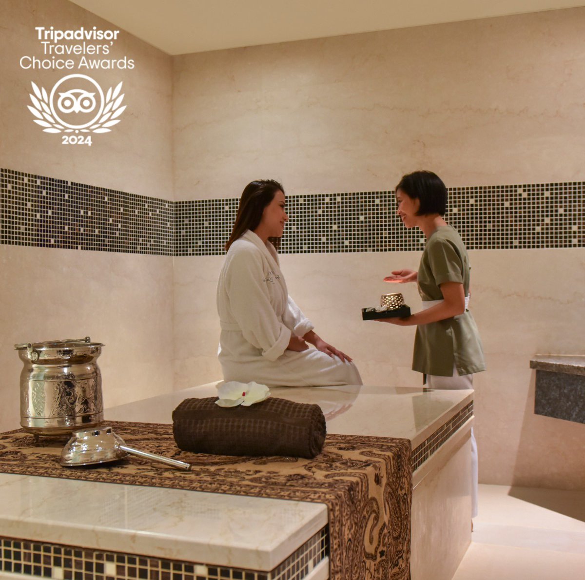Saray Spa is honored to receive the 2024 Travelers' Choice Award from <a href="/Tripadvisor/">Tripadvisor</a> , ranking us among the top 10% worldwide! 

We are grateful for your trust and support in making your experiences unforgettable. ✨ 

#TravelersChoice2024 #marriottbonvoy #visitdoha #qatar