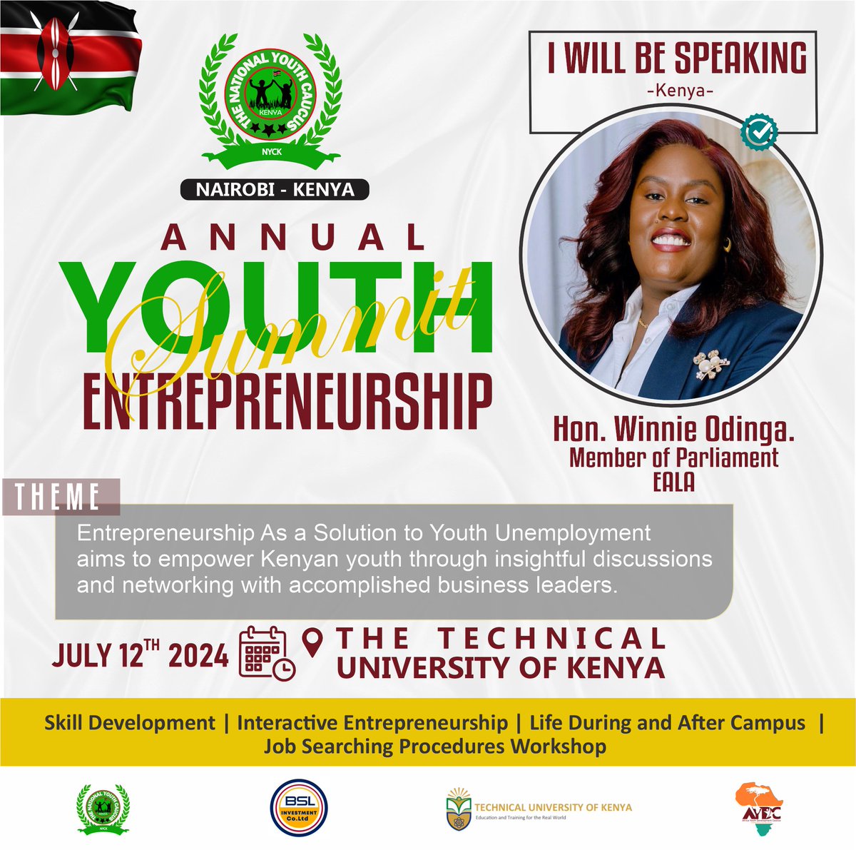 aydc2024's tweet photo. Dont Miss-out This Friday 12th July from 11:30am to 4:30 PM @The Technical University of Kenya
#TWENDETUK
Click to be part : https://t.co/JhcPdkZcP2 https://t.co/m2ypP2CB9d