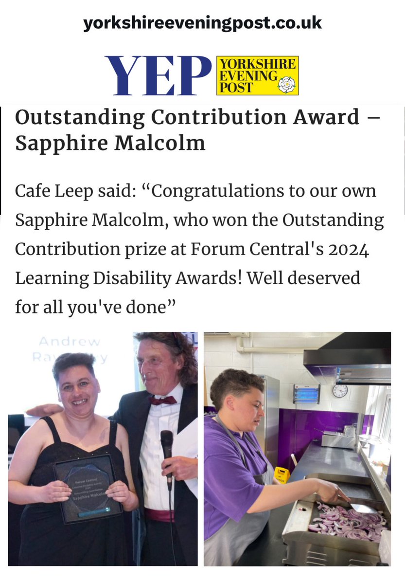 Cafe Leep (@cafeleep) on Twitter photo <a href="/LeedsNews/">Yorkshire Evening Post</a> reporting on <a href="/MyForumCentral/">Forum Central</a> awards and the outstanding contribution award for our <a href="/malcolm34341/">saff41❤️</a> advocating for all things #learningdisability in #Leeds
yorkshireeveningpost.co.uk/community/loca… <a href="/LeedsNews/">Yorkshire Evening Post</a> reporting on <a href="/MyForumCentral/">Forum Central</a> awards and the outstanding contribution award for our <a href="/malcolm34341/">saff41❤️</a> advocating for all things #learningdisability in #Leeds
yorkshireeveningpost.co.uk/community/loca…