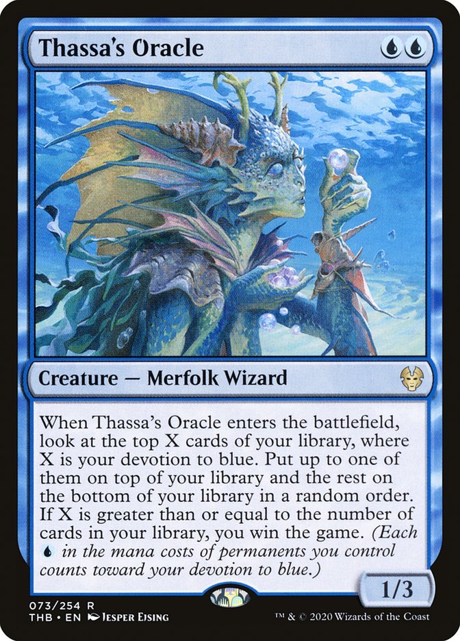 1. Have Glarb and Thought Lash out at the start of your turn.
2. Pay upkeep for Thought Lash.
3. During upkeep, activate Thought Lash's ability until Thoracle is on top.
4. Move to draw, get Oracle.
5. Cast Oracle.
6. With ETB on the stack, activate Thought Lash 100 times.