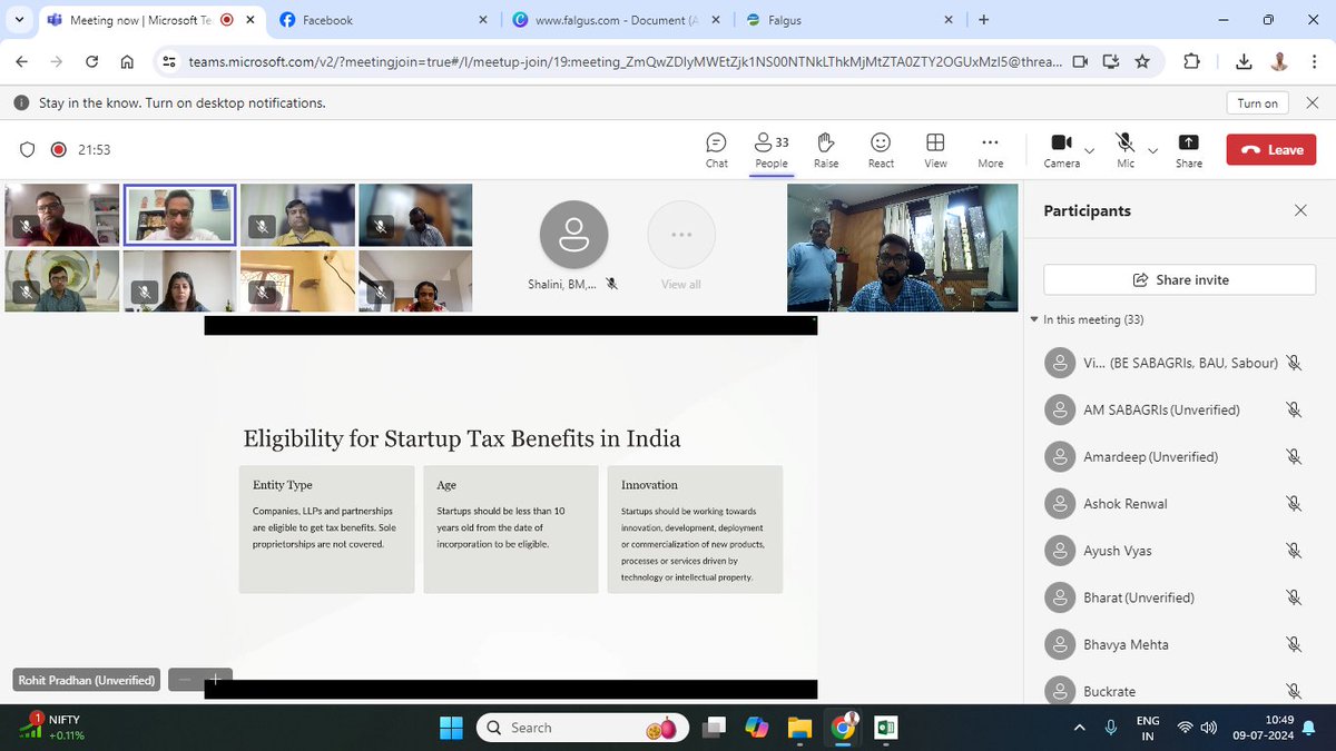 SabagrisOffice's tweet photo. 🚀 SABAGRIs at CCS NIAM Workshop! Attended Session VIII on Income Tax Benefits for Startups by CA Rohit Pradhan. 

🌟 Key Insights: Patent &amp; Copyright, Sec 80IAC, 54GB, 54EE, Q&amp;A. Boosting our financial strategy! 💡 

#Startup #Innovation #TaxBenefits https://t.co/LjmlnqeUnG