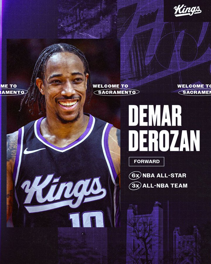 Sacramento se hizo con los servicios de DeMar DeRozan. Foto: Twitter - Kings.