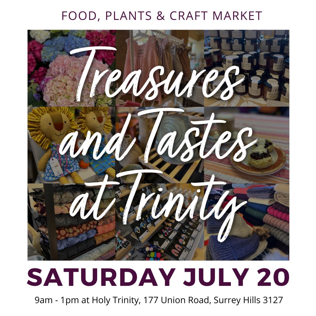 HolyTrinitySH's tweet photo. Coming up: weekend of July 20 and 21 starts with Treasures and Tastes at Trinity market on Sat from 9am-1pm with 40 stall holders of makers, bakers and growers. 
Eucharists are Sunday am, then Youth Group at 5pm. The theme is Games, Games, Games and expected to be loads of fun. https://t.co/To2S52jOAd