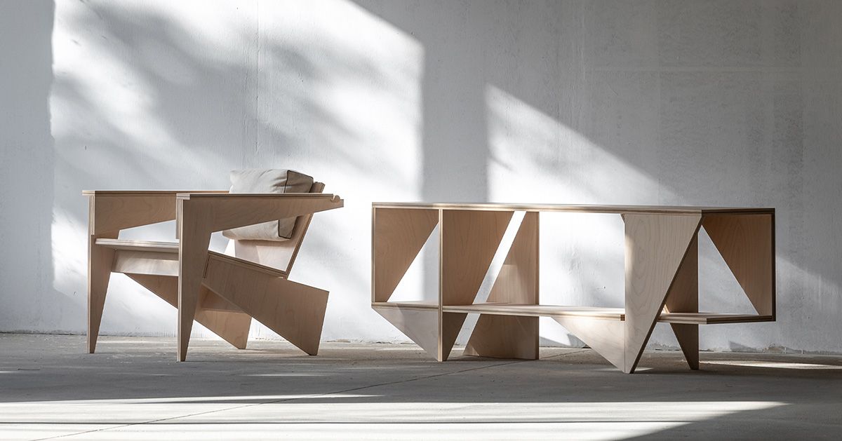 designboom's tweet photo. minimalist átló furniture series highlights the layered symbolism of diagonal lines https://t.co/3WS2K4aNkP https://t.co/fuEQ9qe6c4