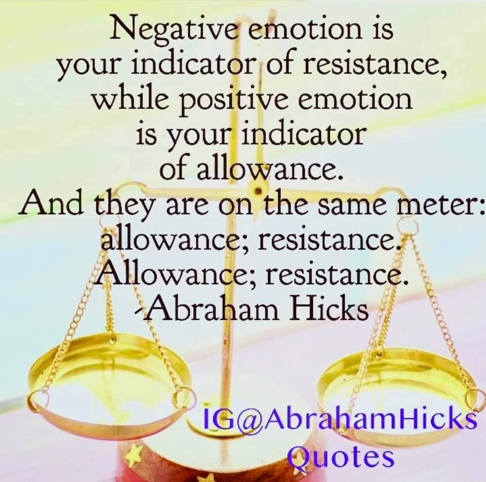 #AbrahamHicks 
The negative emotions are simply alarm bells, telling us our thoughts and definitions are negative, that we are not seeing as our Higher Self sees, as Source sees.