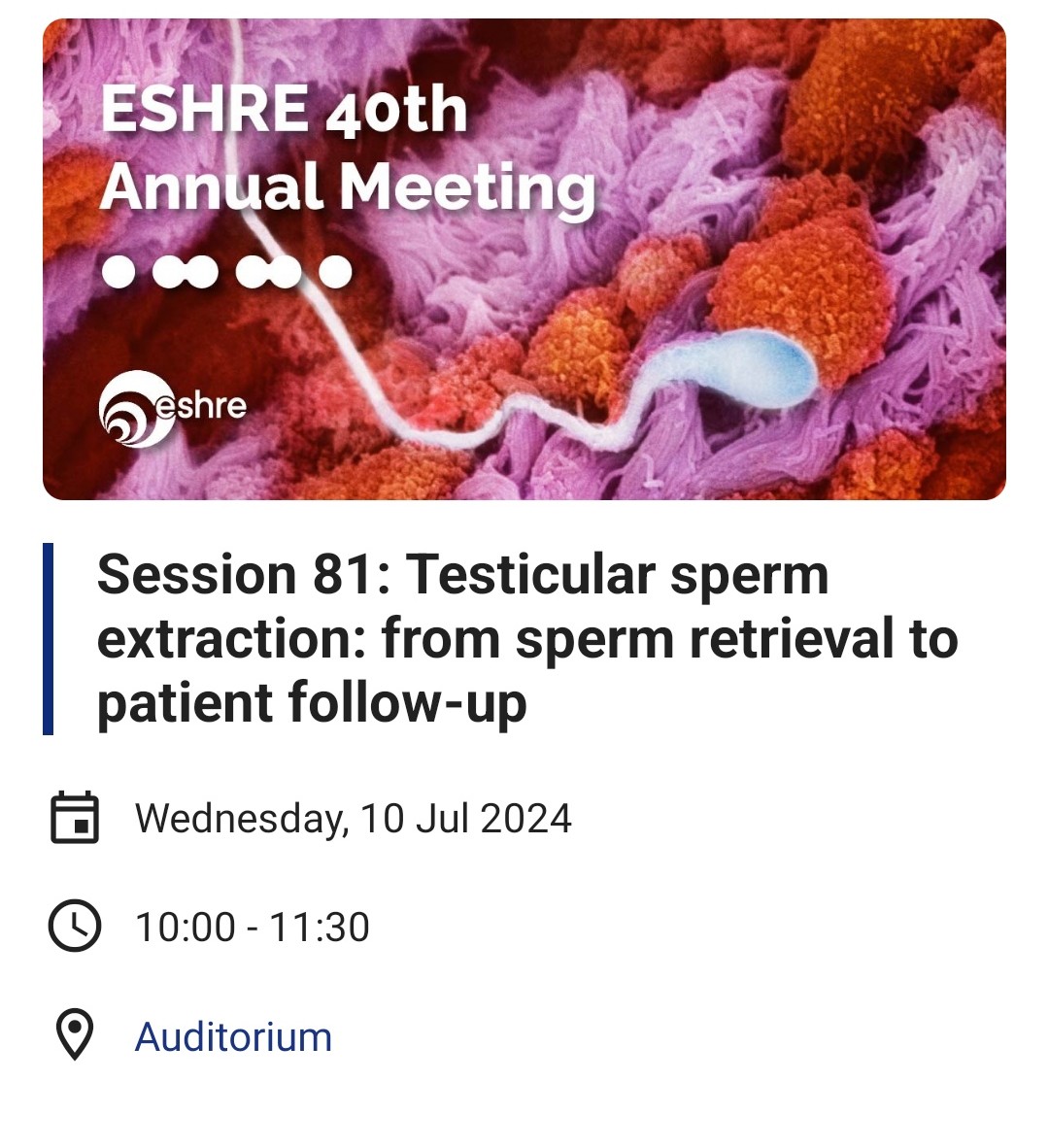 Do not miss the session on testicular sperm extraction that starts at 10:00 am today!