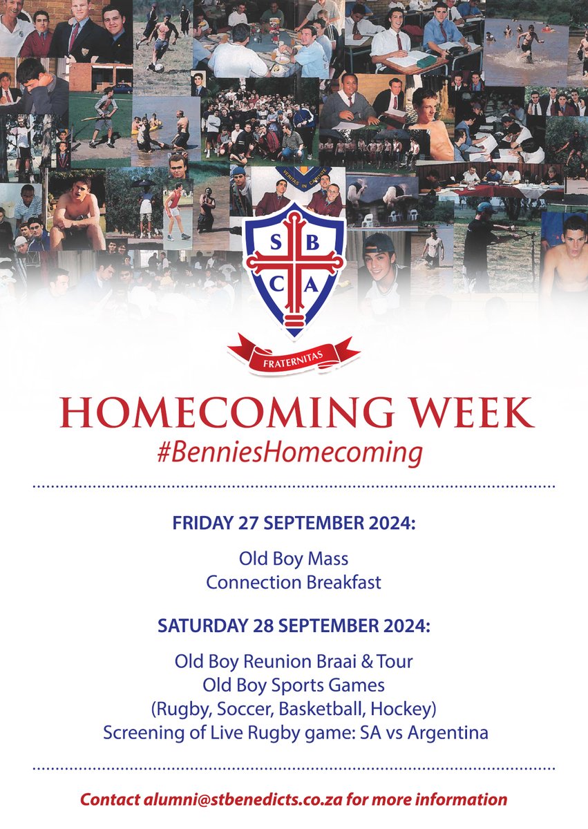 Inviting all our Old Boys as we celebrate the 4's! See you in September.

#BenniesHomecoming