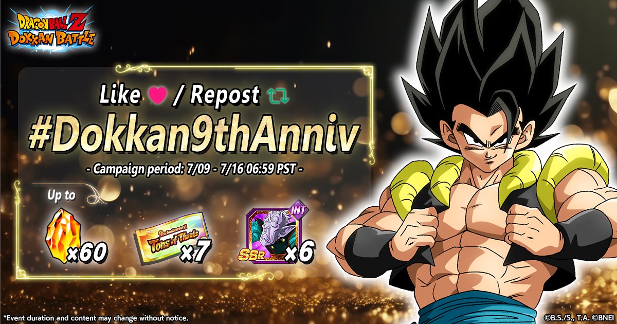 ✨ Campagne DOKKAN pour obtenir jusqu'à 60 DS !

➡️ dokkan-9thanniv.rooot.fan 

Je vous explique comment débloquer ces 60 DS !
N'hésitez pas à RT !

#Dokkan9thAnniv