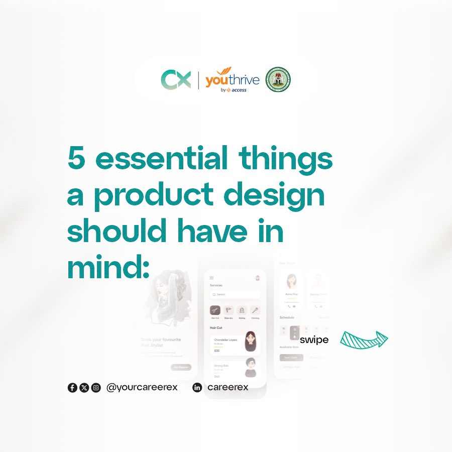 yourcareerex's tweet photo. By considering these factors, a product design can meet both business goals and user needs, resulting in a successful and impactful product!
#accessbank #youthrive #careerexinternship #elitepath #tech #yourcareerex #techblogger #coding #programmer #productmanager #TechTips https://t.co/fZTGsktFVj
