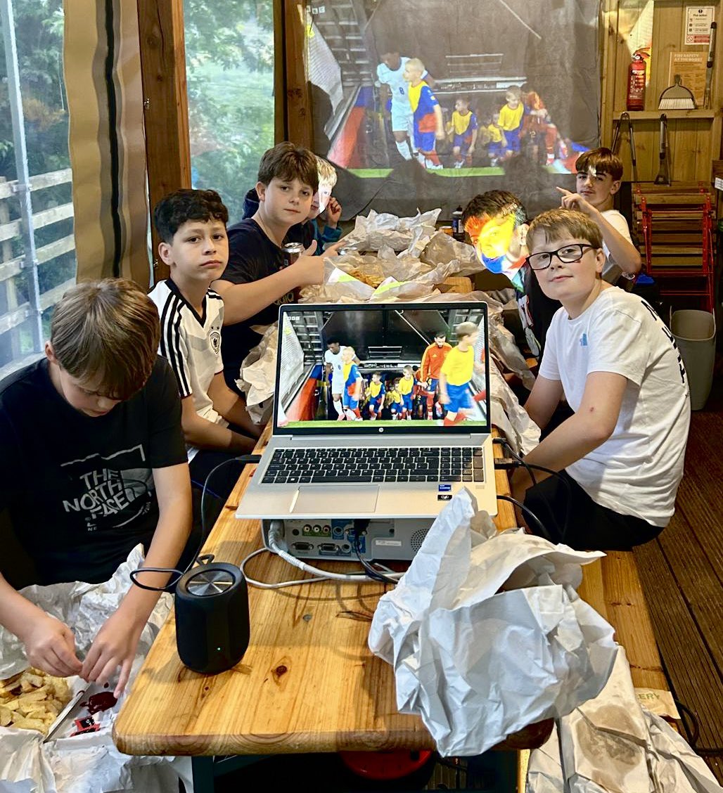 OrielHighSchool's tweet photo. ……and the award for first Activities Week Photo in goes to……… Mr Matthews and #TeamMerthyr It’s currently Lads on Tour: Fish & chips, check Football, check. All is super happy @RoostMerthyr 💜🚵♂️😃🏴💜#MountainBikingTomorrow #ActivitiesWeek2024 #PurplePalaceOnTour https://t.co/5EZfSBQf6X