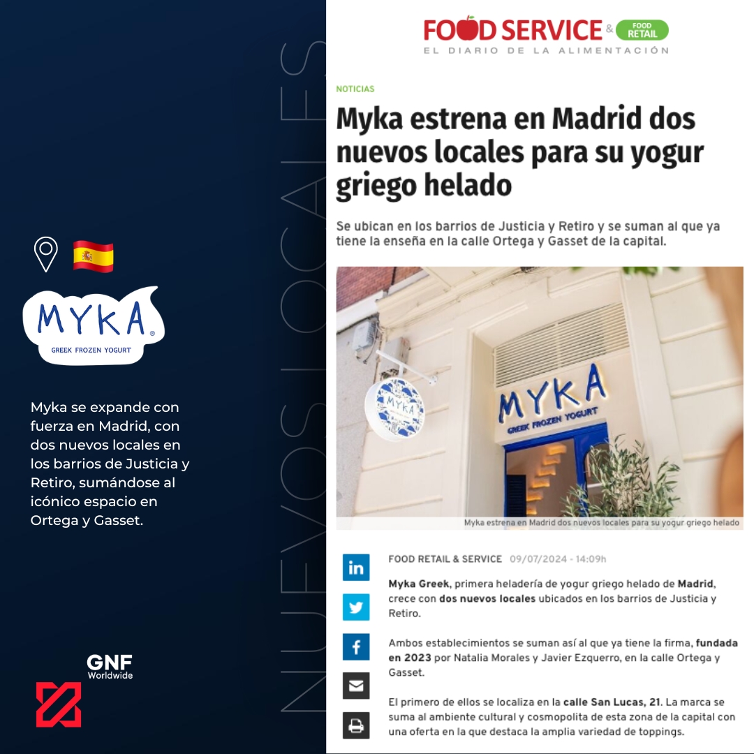 GNFWorldwide's tweet image. Myka se expande con fuerza en Madrid, con dos nuevos locales. Myka es otro ejemplo destacado de nuestro programa  #FormulaX ¿Te interesa saber más sobre Myka? Escribe a nuestro team o deja tus datos en el formulario: sge.st/qISxDWN
