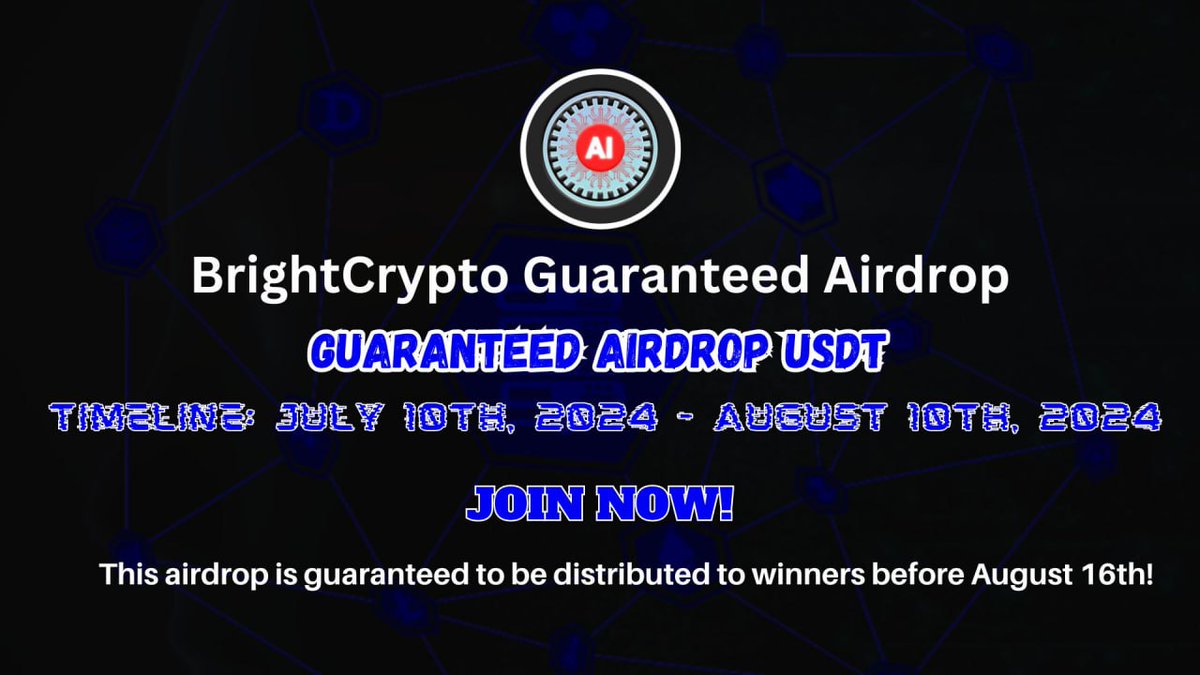 brightcryptoai's tweet photo. 💵Guaranteed USDT Airdrop Is Live!

Participate in our guaranteed airdrop to share 2000 USDT.

Airdrop:
https://t.co/4FkykycOrC

The airdrop rewards are guaranteed to be distributed to the winners by August 16th and 700 random winners will be rewarded.
#airdrop #crypto #BITCOIN https://t.co/miQ4ZMdZPq