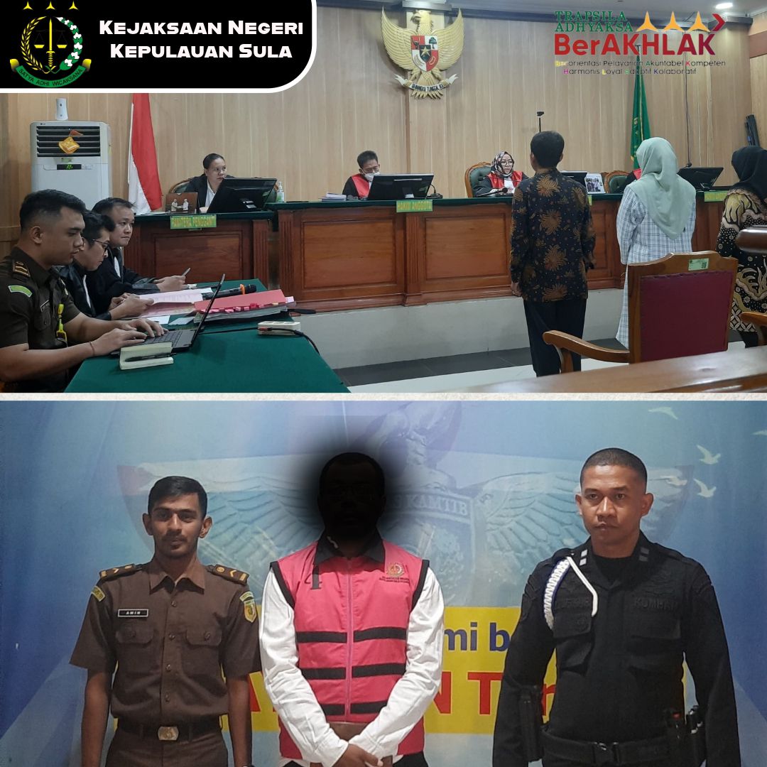 NegeriSula's tweet photo. Sidang lanjutan Penyalahgunaan Dana Belanja Tak Terduga (BTT) Untuk Kegiatan Penanganan COVID-19 Tahun Anggaran 2021 terhadap Pengadaan Bahan Medis Habis Pakai (BMHP) pada Dinas Kesehatan Kabupaten Kepulauan Sula yang menimbulkan Kerugian Keuangan Negara sebesar Rp. 1.622.840.441 https://t.co/qwxPGZGc6s