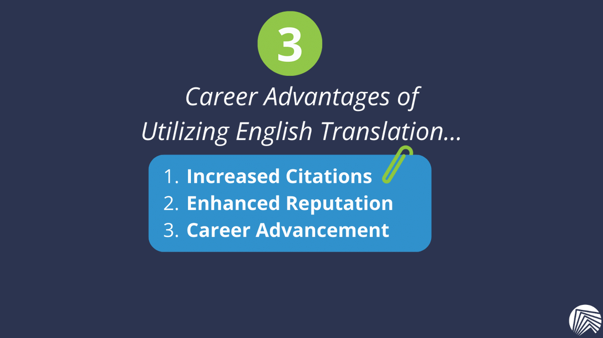 SciTechEdit's tweet image. Ever wondered how English translation can boost your academic career? 

1️⃣ Increased Citations
2️⃣ Enhanced Reputation
3️⃣ Career Advancement

Publishing in English journals elevates your visibility, impact, and opportunities in the global scientific community.  

#AcademicWriting