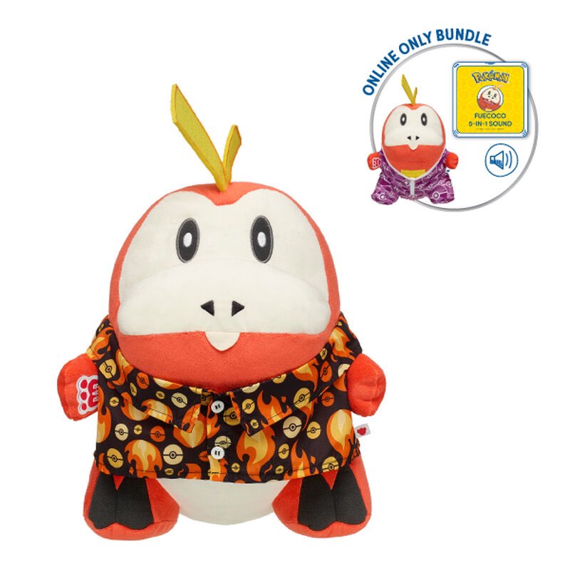 pokejungle's tweet photo. Fuecoco is now available from @buildabear! Online bundle includes shirt and sleeper. Check it out at our affiliate link: https://t.co/4Dx6DPB27s https://t.co/D1zTNnfOST