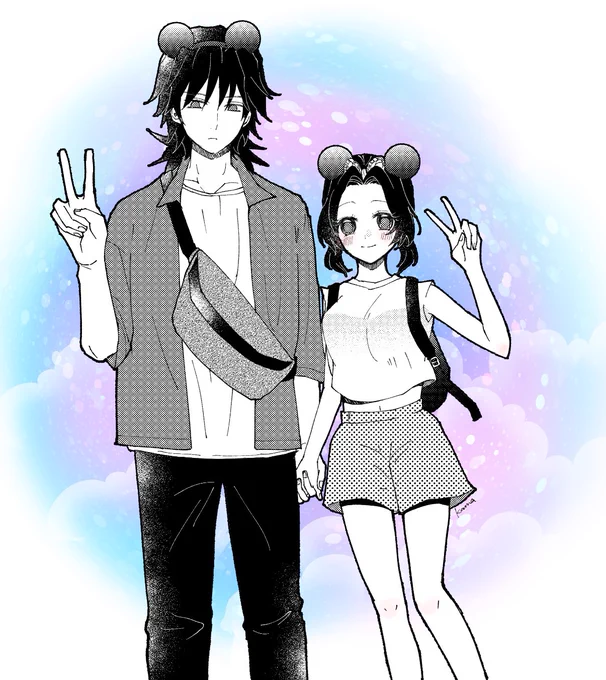 エアスケブ4 『テーマパークでデートするぎゆしの』  さんは、さんの露出が多すぎて無表情ですw リクエストありがとうございました!