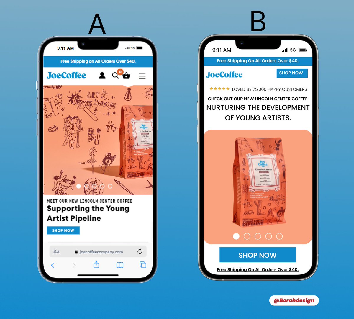 DeborahAkanmu's tweet photo. Which one is better, A or B ?
#MobileOptimization #LandingPageDesign #MobileFirst #ECommerce #WebDesign #UserExperience #MobileCommerce #DigitalMarketing #MobileFriendly #OnlineShopping #MobileView #WebDevelopment #CustomerExperience #SEO #TechSolutions @figma @replohq https://t.co/H16O9Y8Kfz
