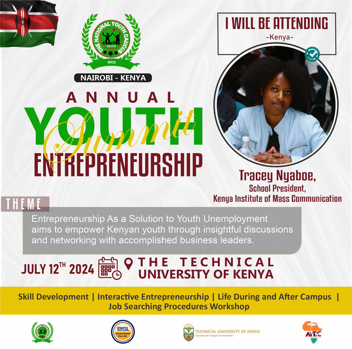 aydc2024's tweet photo. Dont Miss-out This Friday 12th July from 11:30am to 4:30 PM
@The
Technical University of Kenya #TWENDETUK 
Click to be part :https://t.co/JhcPdkZcP2 https://t.co/XH1Z7DnMWf