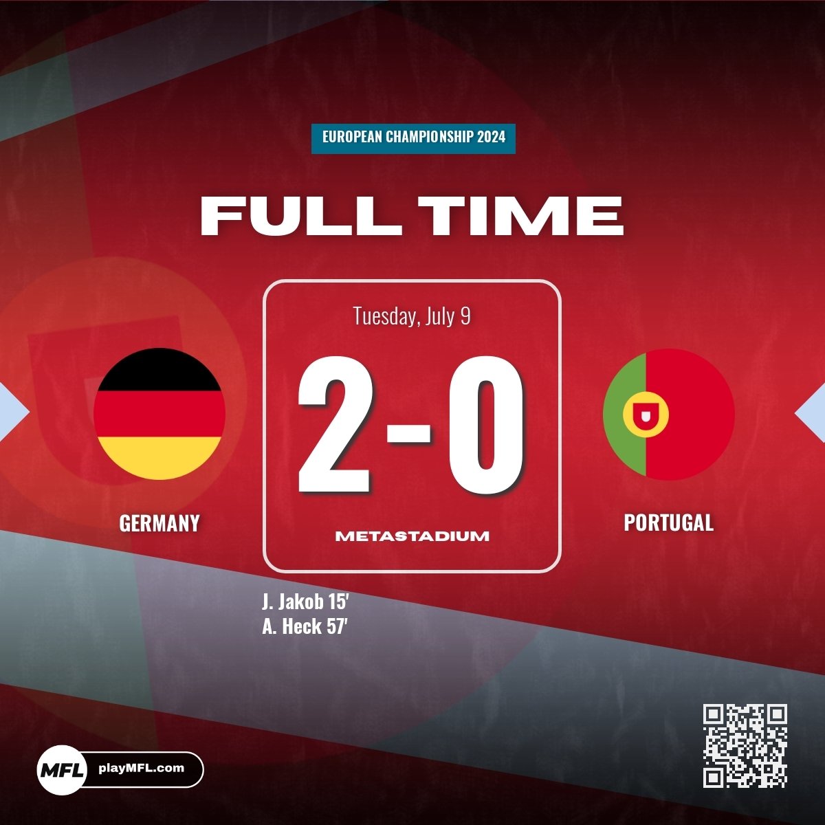 C est la fin... défaite en demie finale de l'euro MFL contre ces invicibles allemands.
Merci à tous ceux qui m ont fait confiance dans les votes 🙏
Ce fut un honneur et une super aventure d etre le selectionneur du Portugal. Enorme GL à <a href="/BetmanJoe/">Joe Betman 🇨🇷 🇫🇷</a> pour sa demie ce soir 🤞🔥🍀