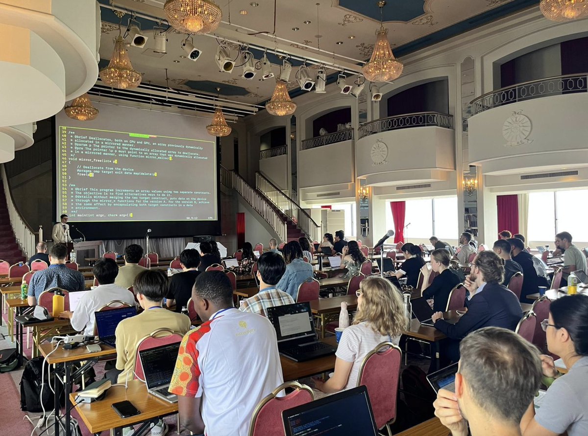 EPCCed's tweet photo. EPCC staff are part of the International High Performance Computing Summer School 2024 in Kobe, Japan, this week.
EPCC's Weronika Filinger has organised the School's mentoring programme & Ludovic Capelli is delivering sessions on parallel programming for CPUs & GPUs.
#ihpcss https://t.co/MIDp6QrwLO