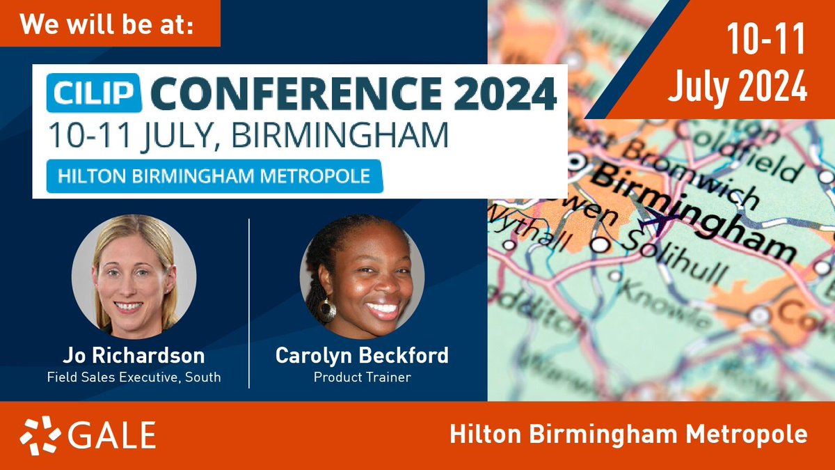 GaleAcademic's tweet photo. It's sure to be a thought-provoking and fascinating couple of days to come at the CILIP conference. Make sure you stop by Stand D to have a chat with @GaleEMEAJo and Carolyn, @GaleEMEATrainer. #CILIPConf24 @CILIPinfo #CILIP #LibraryConference https://t.co/28i4tGJwII