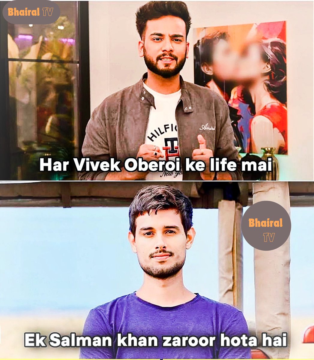 cockroachcrowd's tweet photo. Har Vivek Oberoi ke life mai 
Ek Salman Khan zarur hota hai 😎

Dhruv Rathee l Elvish Yadav l YouTuber https://t.co/WQkCCkN46X