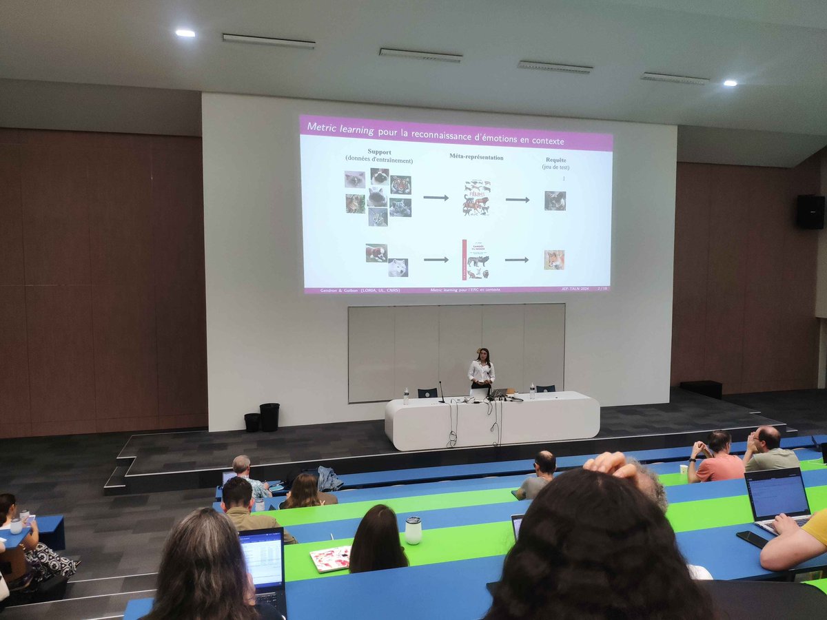 Ravie d’avoir pu prendre la parole en session commune de #jeptaln2024 hier pour parler de détection d’émotions en conversation #ERC 😁 Lire l’article : inria.hal.science/hal-04623019/d…