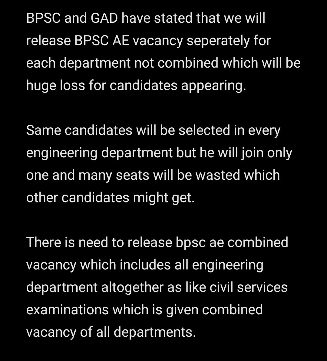 Deepakshree96's tweet photo. #Release_Combined_bpscAE_Recruient2024
@NitishKumar 
@BIHAR_CM 
@gadbihar 
@samrat4bjp 
@SanjayJhaBihar 
@Pappuoffice 
@yadavtejashwi 
@AshokChoudhaary https://t.co/wyFRSAjYsw