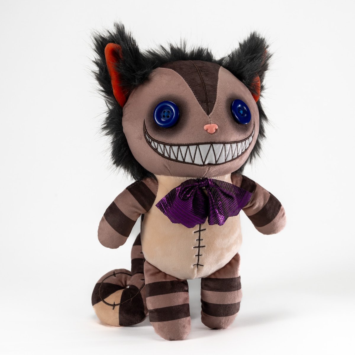 americanmcgee's tweet photo. Here's the first prototype for the Cheshire Cat Plush. 

The initial brief for this design was: 
Meet "Victorian McGee's Cheshire Cat Plush"

A plush toy in the style of something Alice Liddel (the original 'Alice' from "Alice in Wonderland") might have purchased had I, American McGee, run a toy shop in Victorian London. Probably right next door to Mrs. Lovett's meat pie shop.

:black_cat:

Our team is not particularly thrilled with the outcome of this one. And we have another of our factories building another prototype already. But feel free to comment...

Crowd Design Time! Let us know your thoughts in the comments. Things you love? Things you don't love so much? 

And be sure to head over to the shop and SIGN UP for this design. That way you get a DISCOUNT CODE when it goes on sale - and help us understand demand for this design.

#aliceinwonderland #cheshirecat #crowddesign #plushie #plushiedreadfuls