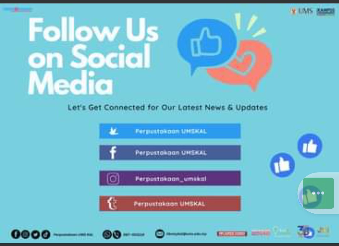 Libkal_UMS's tweet image. Follow us on sosial media ✌️

- Lets get connected for our latest news &amp;amp; update

#FollowUs
#MediaSosial
#LibraryUMSKAL