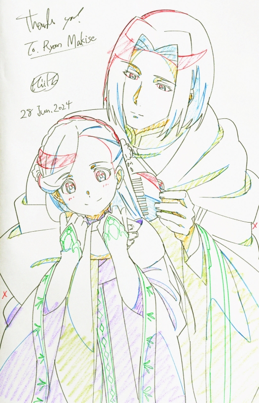 RyanMakise's tweet photo. Ferdinand calmly combing through Rozemyne's hair. It is presented like a story board for an animation project. The idea was to replicate a scene in Alexandria's foundation.

Illustrated by @Kiiko_clip via Skeb. イラスト：KiiKo_clip（via Skeb）。Thank you so much! #本好きの下剋上 https://t.co/ExLKCytQ0B