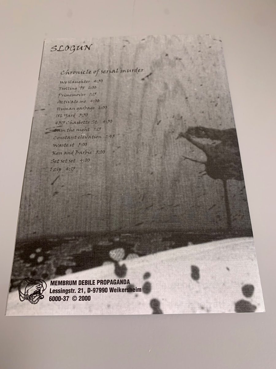 HedorahTribe's tweet photo. Slogun - Chronicle Of Serial Murder
Membrum Debile Propaganda - MDP 6000-37
#Slogun
#Industrial #Experimental
#PowerElectronics #Noise
#harshnoise #Electronic
#IndustrialNoise #Electro
#ハーシュノイズ #パワエレ https://t.co/ipdK57T72K
