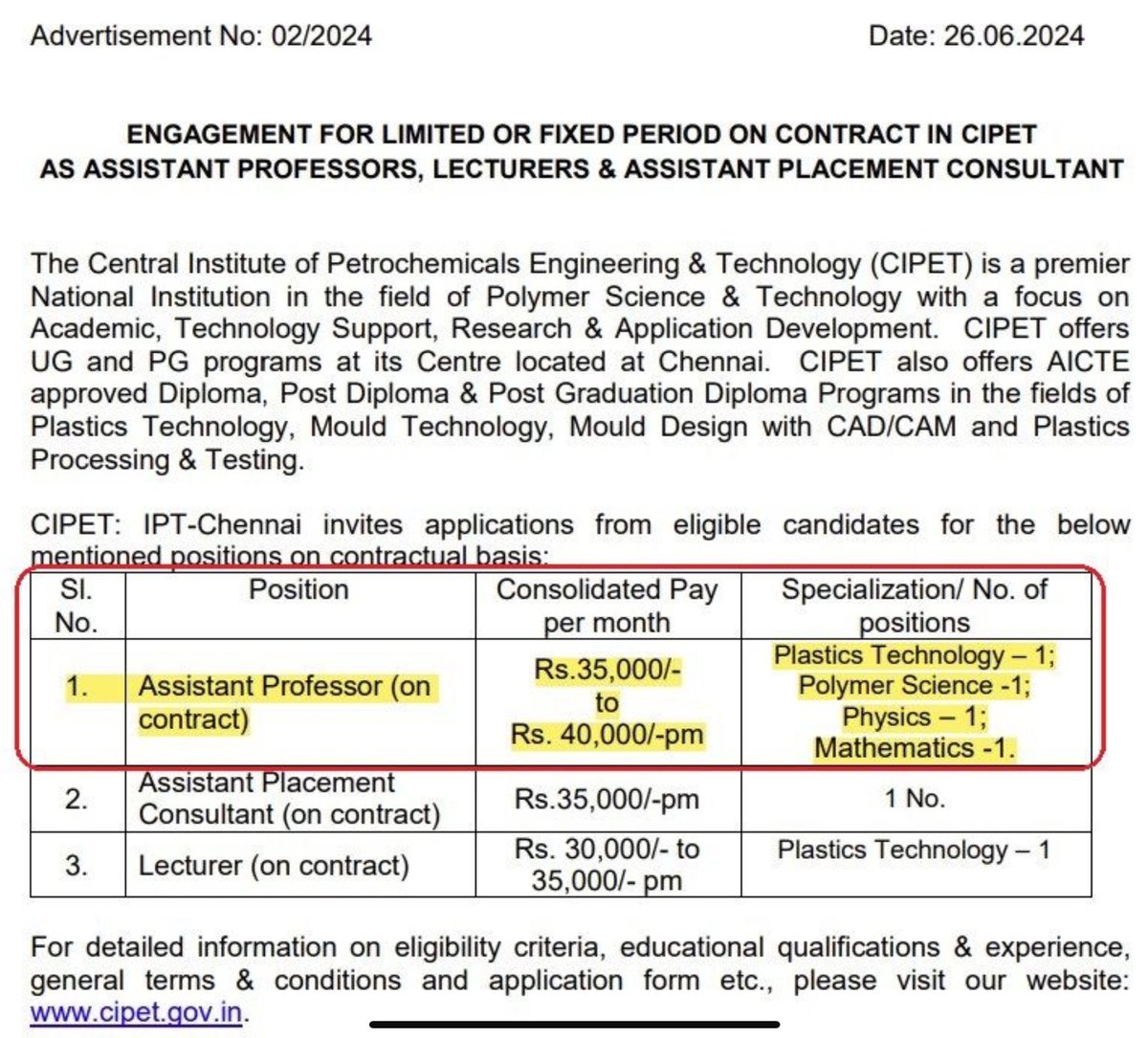 MithileshMitali's tweet photo. Just Rs. 35000/- as a salary for Assistant Professor, that too with a PhD degree: Another disappointing advertisement. Sad reality and the major reason why India is not first priority for Indians nowadays. We should value someone’s effort & dedication. #sad #indiaFails https://t.co/yb8uj2DvYa