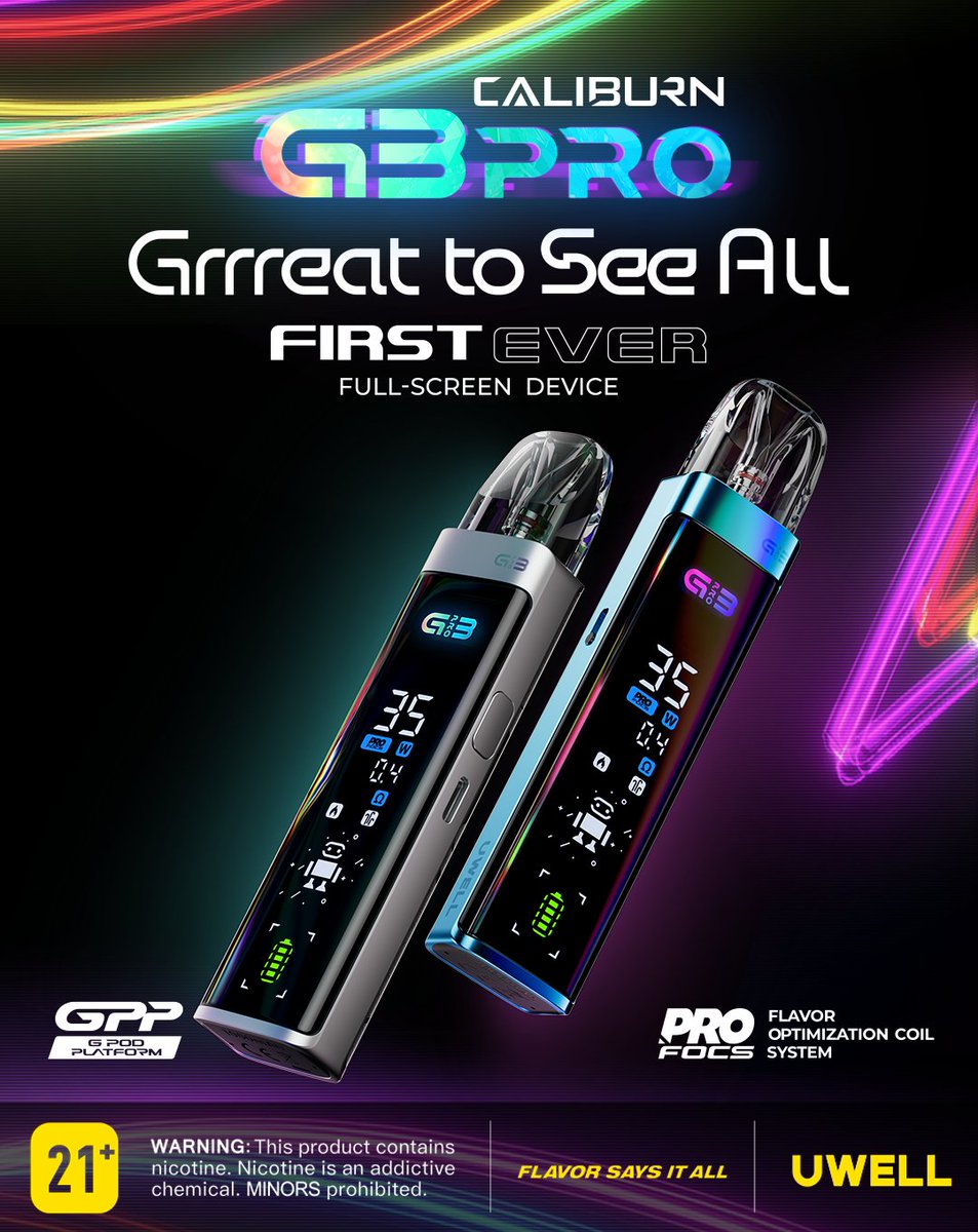 Uwelltech's tweet photo. ๐ Introducing the Caliburn G3 Pro! ๐
๐พ Grrreat to see all! ๐พ
โจ Full-screen UI for instant info!
๐ Compatible with all G3 cartridges!
๐จ Powerful 3ML-0.4ฮฉ, 35W Max cartridge.
๐ฌ๏ธ Adjustable airflow โ your perfect puff!
#uwell #newarrฤฑvals #vapefam #vapetime #vape #Caliburn https://t.co/6KIDoc3SN4
