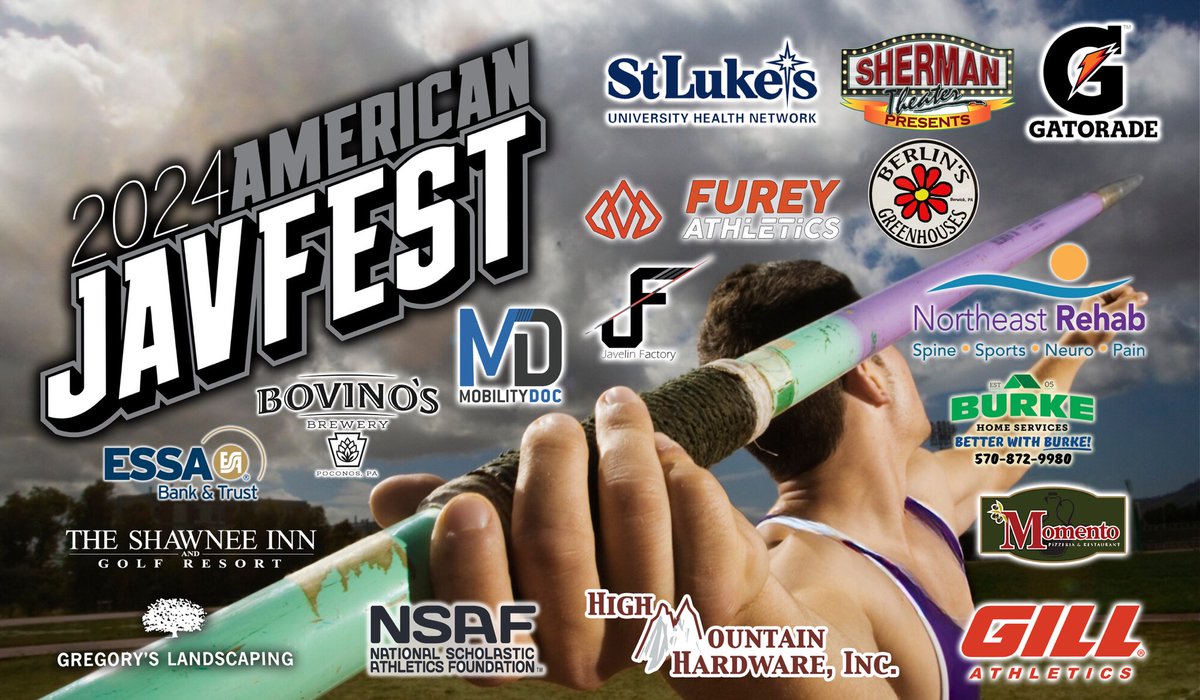 mrkrammes's tweet photo. Thank you to all of our sponsors!
#javelin #javelintraining #javelinthrow #javelinfactory #spearthrowing #olympics #usatf #iaaf #Nike #ELITƎ #NikeELITƎ #NSAF #throwers #AmericanJavFest
#NSAFAmericanJavFest #throwing #throwingcommunity #javelinworld #builingchampions #javfest https://t.co/lSWMRUZAbX