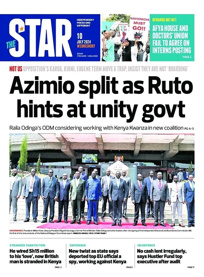 omwambaKE's tweet photo. AMKENI.
President William Ruto and Raila Odinga may be Planning to form a Government of National Unity.
They have REGROUPED and now the Enemy is Gen Z! https://t.co/KgsRXwTO2X