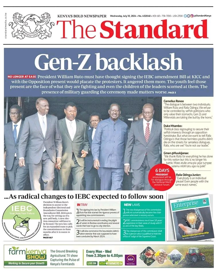 omwambaKE's tweet photo. AMKENI.
President William Ruto and Raila Odinga may be Planning to form a Government of National Unity.
They have REGROUPED and now the Enemy is Gen Z! https://t.co/KgsRXwTO2X