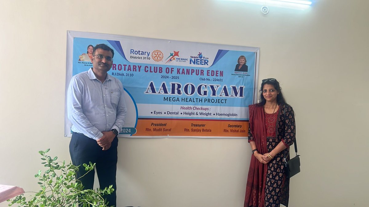Rotary3110's tweet photo. Glimpses from Arogyam, Mega Health Check-Up Camp organised by Rotary Club of Kanpur Eden. Stay tuned for more updates of the Arogyam camps across RID3110.

These camps are checking baseline health parameters of students from class 3 to class 8.
#Arogyam #Rotary3110 https://t.co/0I2tgYgFQd