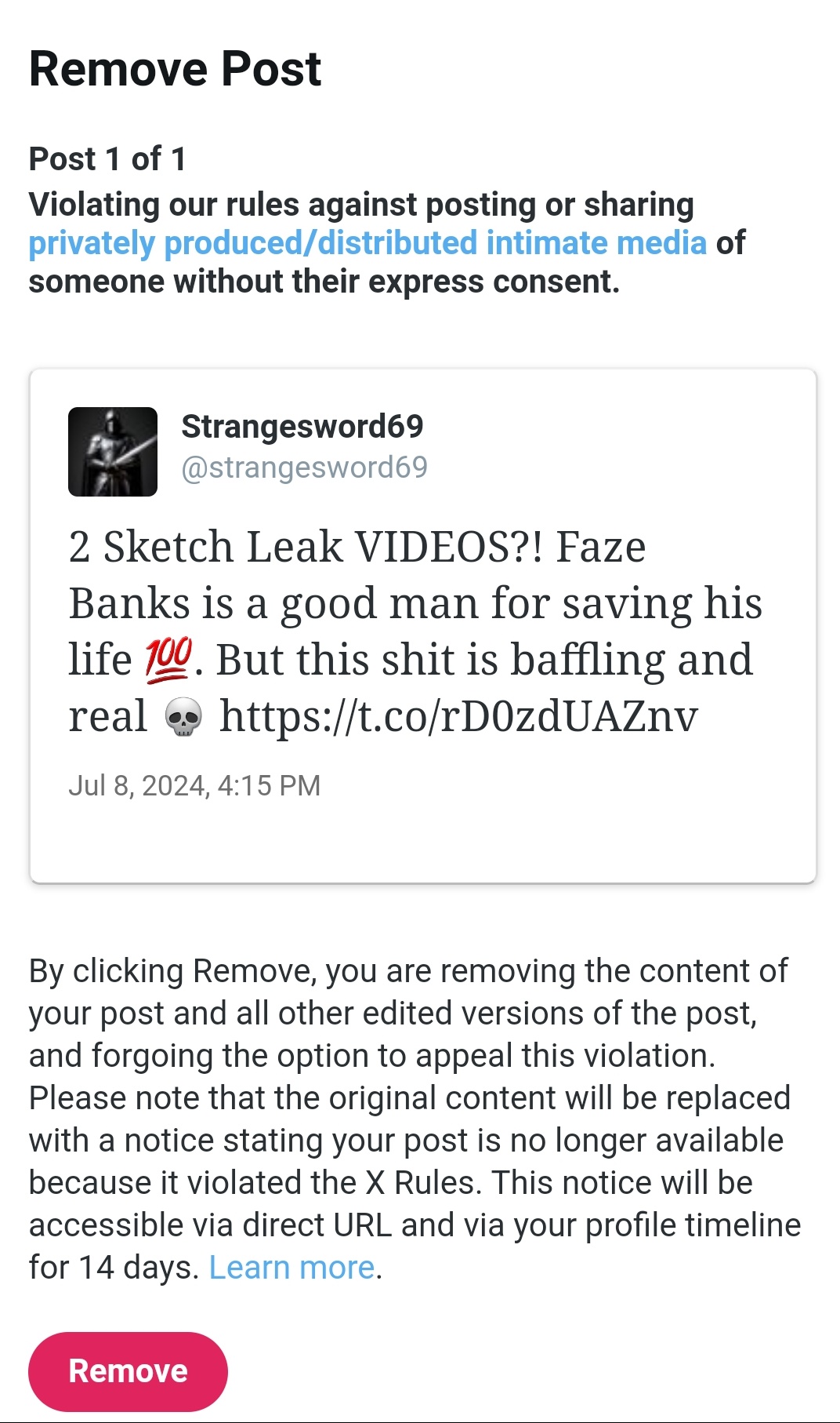 Strangesword69 on X: They fucking got me, they reported the sketch leaks,  need to lay low for a bit so post wont be too crazy  t.co00NoV3TzPU  X