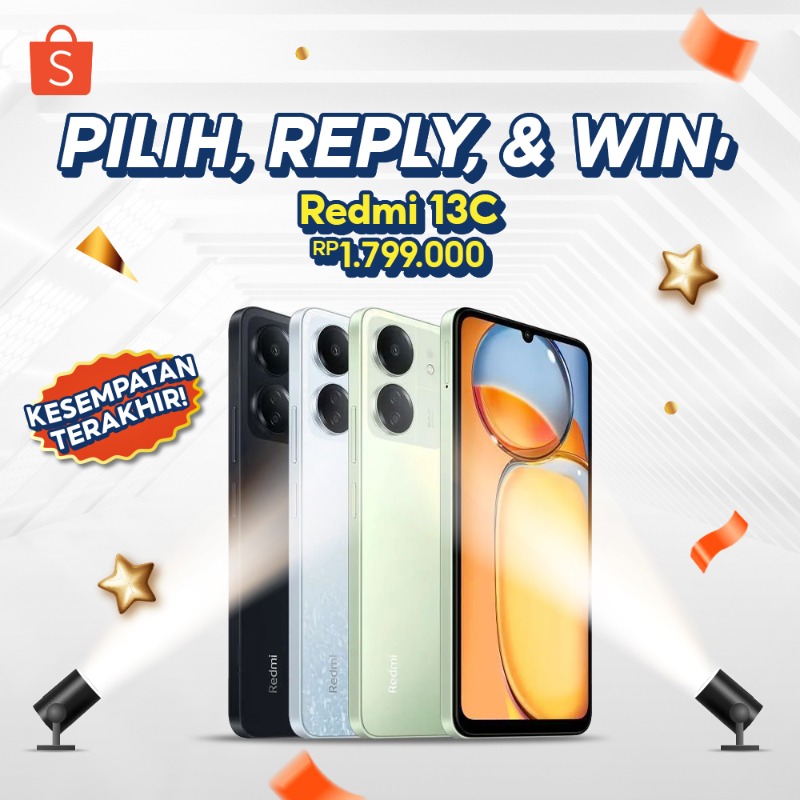 ShopeeID's tweet photo. ✨ GIVEAWAY Redmi 13C ✨

Kesempatan TERAKHIR buat dapetin REDMI 13C senilai 1,8JT, mau? 😝

Caranya:
- FOLLOW  @ShopeeID
- RT &amp; LIKE tweet ini
- Klik banner di bawah ini
- REPLY screenshot berapa banyak barang di keranjang Shopee kamu!

GOOD LUCK 🧡