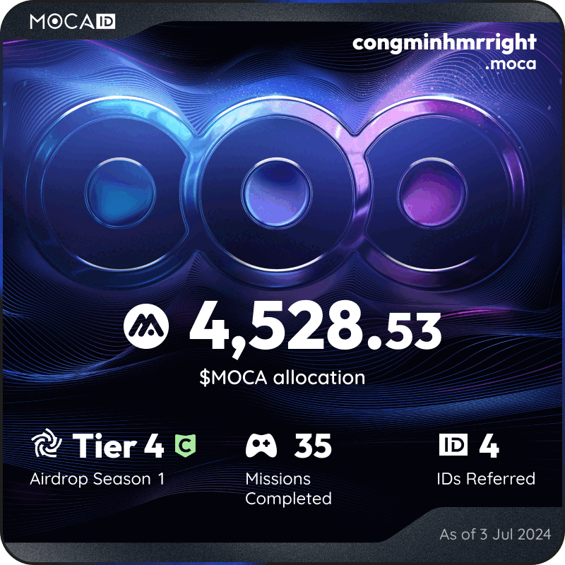#Mocalized by $MOCA 👁
I claimed 4528.53 $MOCA from the <a href="/Moca_Network/">Moca Network</a> Moca ID airdrop! Claim yours here ➡ mocaverse.xyz/moca-airdrop/