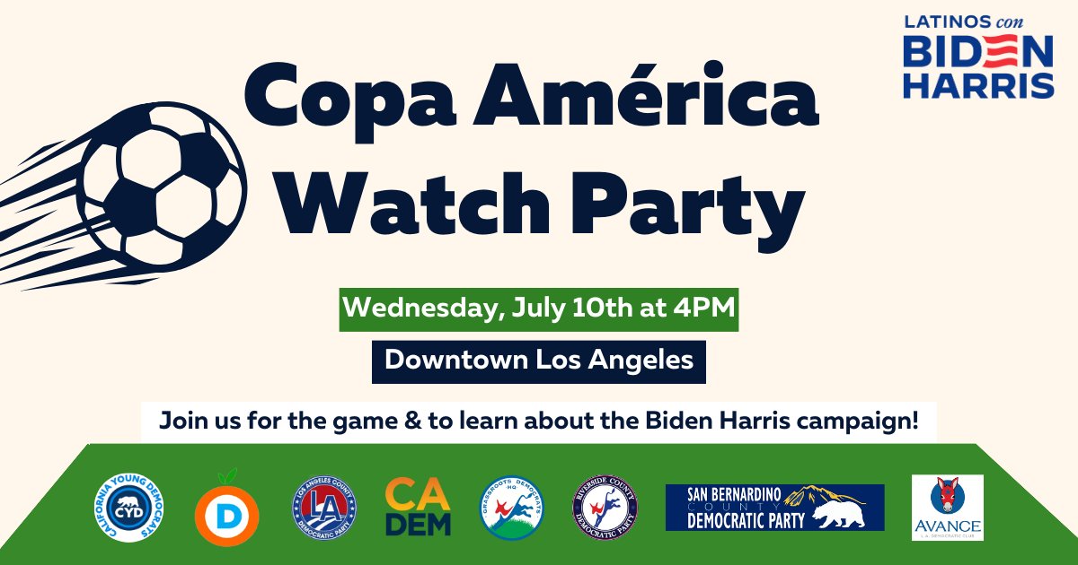 📣 LAST CALL TO JOIN US TOMORROW! 📣

The HQ and our partners are so excited to be hosting a watch party in Downtown LA for the Copa América semifinals with <a href="/latinosforbiden/">latinosforjoe</a>.

It is going to take all of us to defend democracy in 2024. Join us food &amp; fun!

RSVP in bio ✅