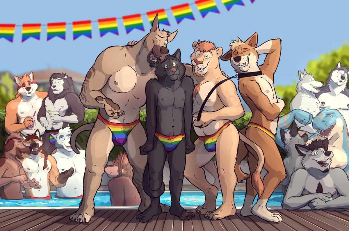 Paintfox34's tweet photo. Mikey's first Pride pool party https://t.co/wdOPFwtA0X
