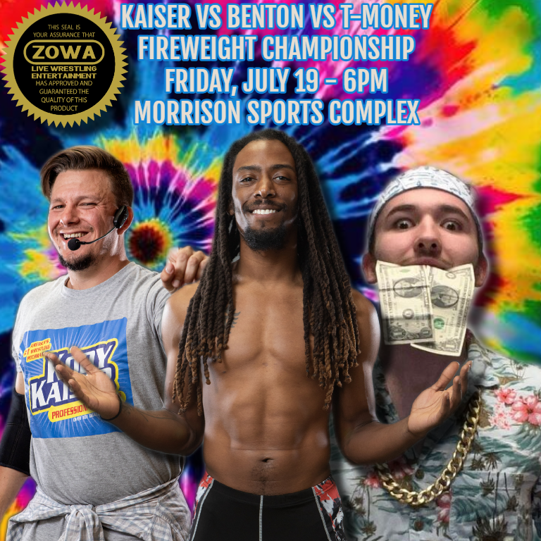zowalive's tweet photo. Kody Kaiser vs @drumeverette vs T-Money on July 19 in Morrison, IL! https://t.co/bia5QHQV1F