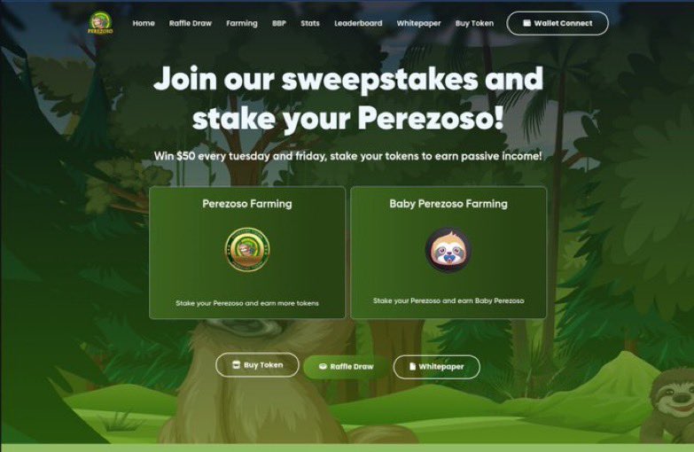 🎉 Discover the power of decentralized governance!  🎉 

💪🗳️ Participate in BabyPerezoso farming just by putting your <a href="/Perezosotoken/">Perezoso 🦥</a> token in stake,

🚀🚀DON'T MISS IT 🚀🚀

Web perezosotoken.com

Telegram t.me/perezosotoken

Bscscan 
Ca: