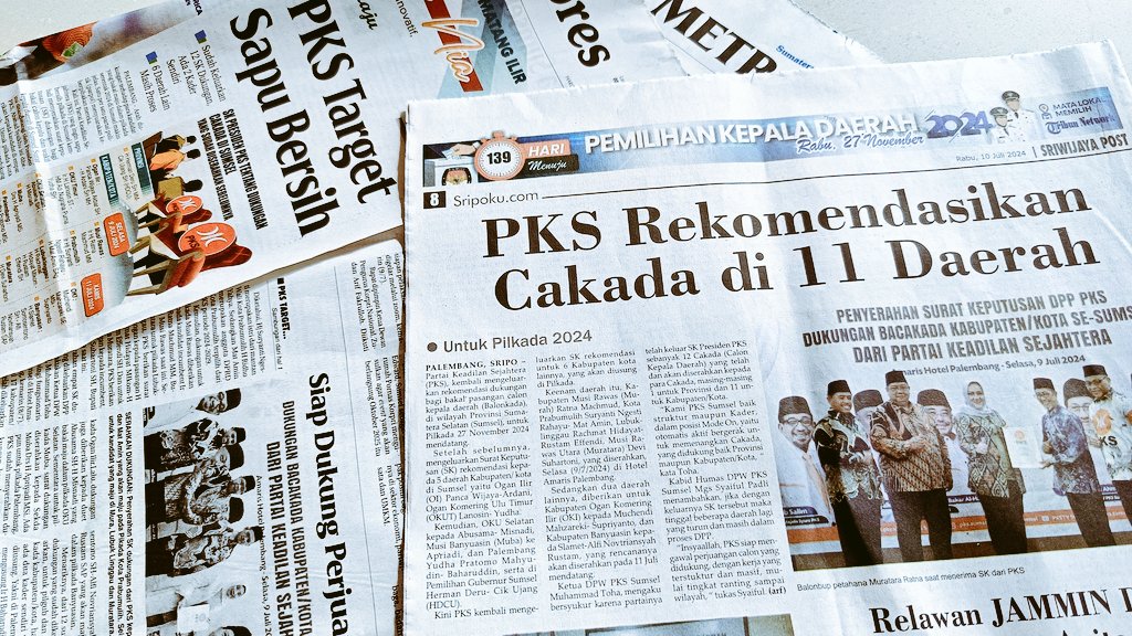 PKS_Sumsel's tweet photo. Sementara yang lain masih pikir-pikir....

PKS Target Sapu Bersih - Sumeks, Rabu (10/7/2024) hlm.1, PKS Rekomendasikan Cakada di 11 Daerah - Sripo (hlm.8) https://t.co/ChR5TQhXZu