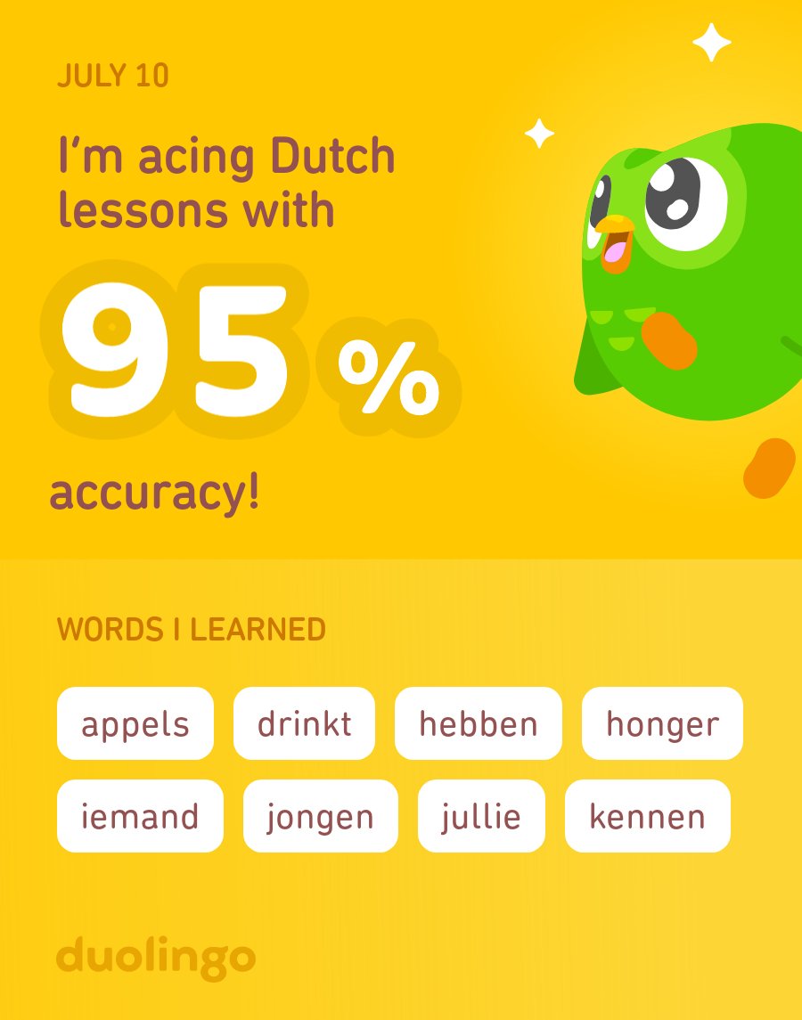 __ratulr__'s tweet photo. I’m learning Dutch on Duolingo! It’s free, fun, and effective. https://t.co/qm2E2FUPEJ