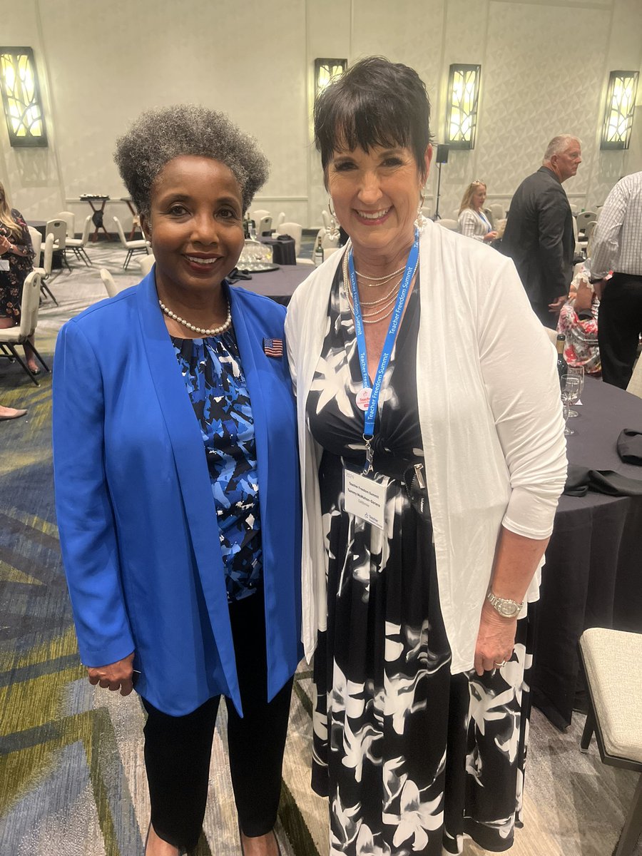 Tamraemac's tweet photo. Finally met @carolmswain at the teacher summit in Denver CO and I laughed, wept and was so inspired by her! I told I I was lead to run for the school board because of her and teach small groups about what CRT is! Thank you! https://t.co/ZGasezmXQs