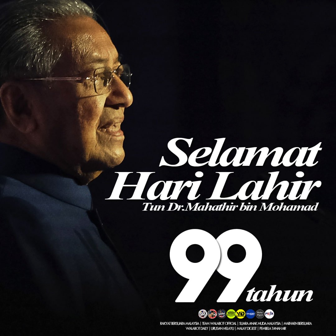 urusanmelayu's tweet photo. Selamat Hari Lahir yang ke-99 tahun buat Ayahanda Tun Mahathir.
Semoga diberikan kesihatan yang baik dan dipermudahkan segala urusan. Aamiin https://t.co/rNb7DSCJNe